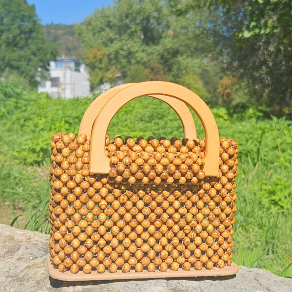 Handtasche aus Holzperlen - Unikat Mnk Bags Accessories