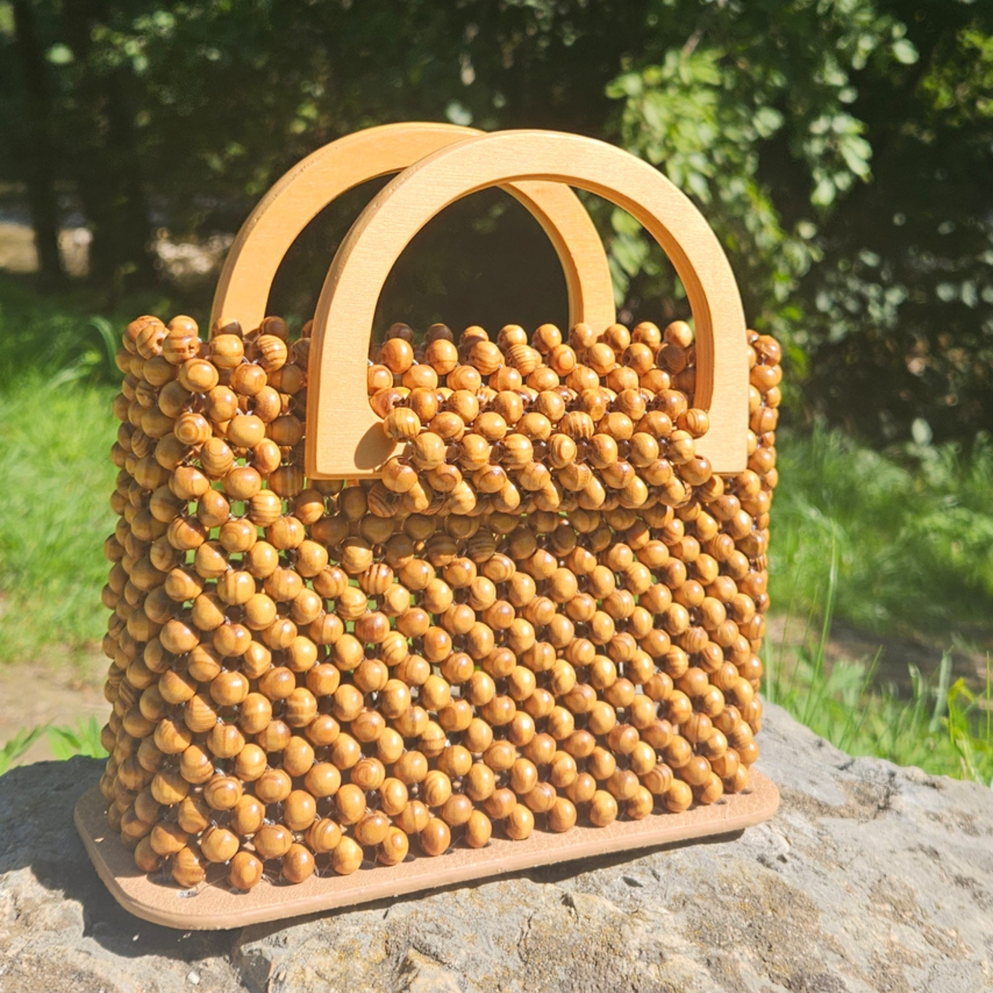 Handtasche aus Holzperlen - Unikat Mnk Bags Accessories