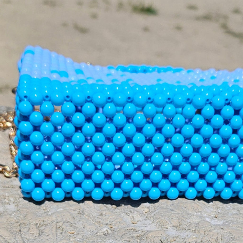 Amira Blue – Handgefertigte Perlentasche - Mnk Bags Accessories