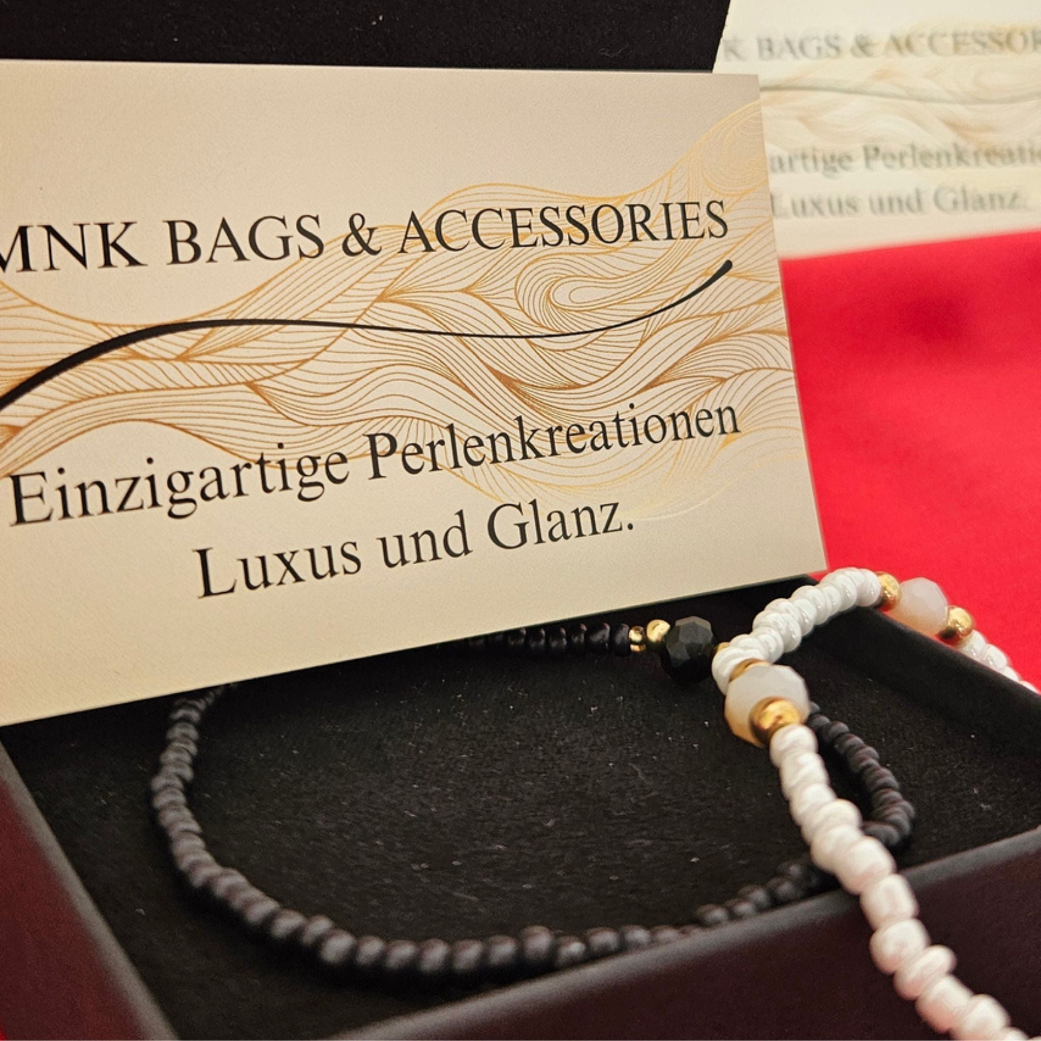 Elegantes Armband-Set „Black & White” – Handgefertigtes Unika