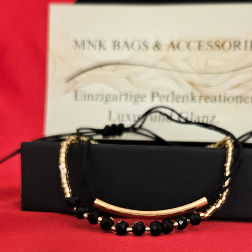 Black & Gold Elegance – Handgefertigtes Armband-Set Mnk Bags Accessories