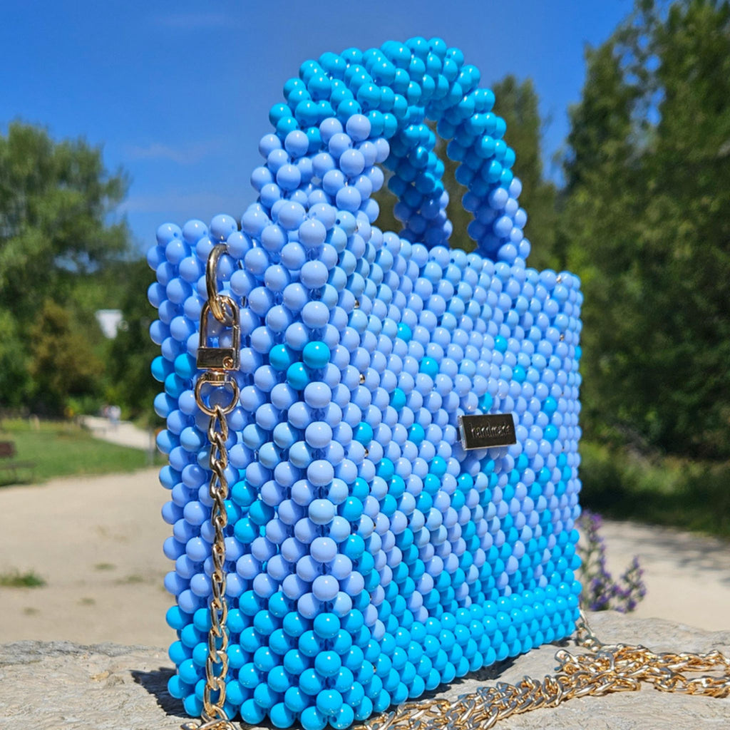 Amira Blue – Handgefertigte Perlentasche - Mnk Bags Accessories