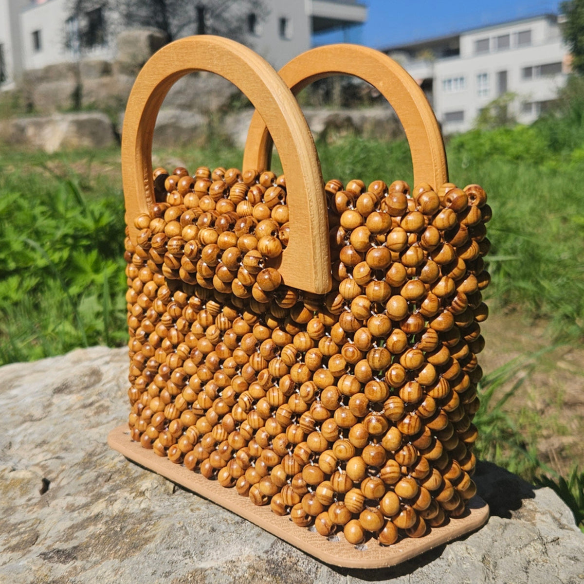 Handtasche aus Holzperlen - Unikat Mnk Bags Accessories