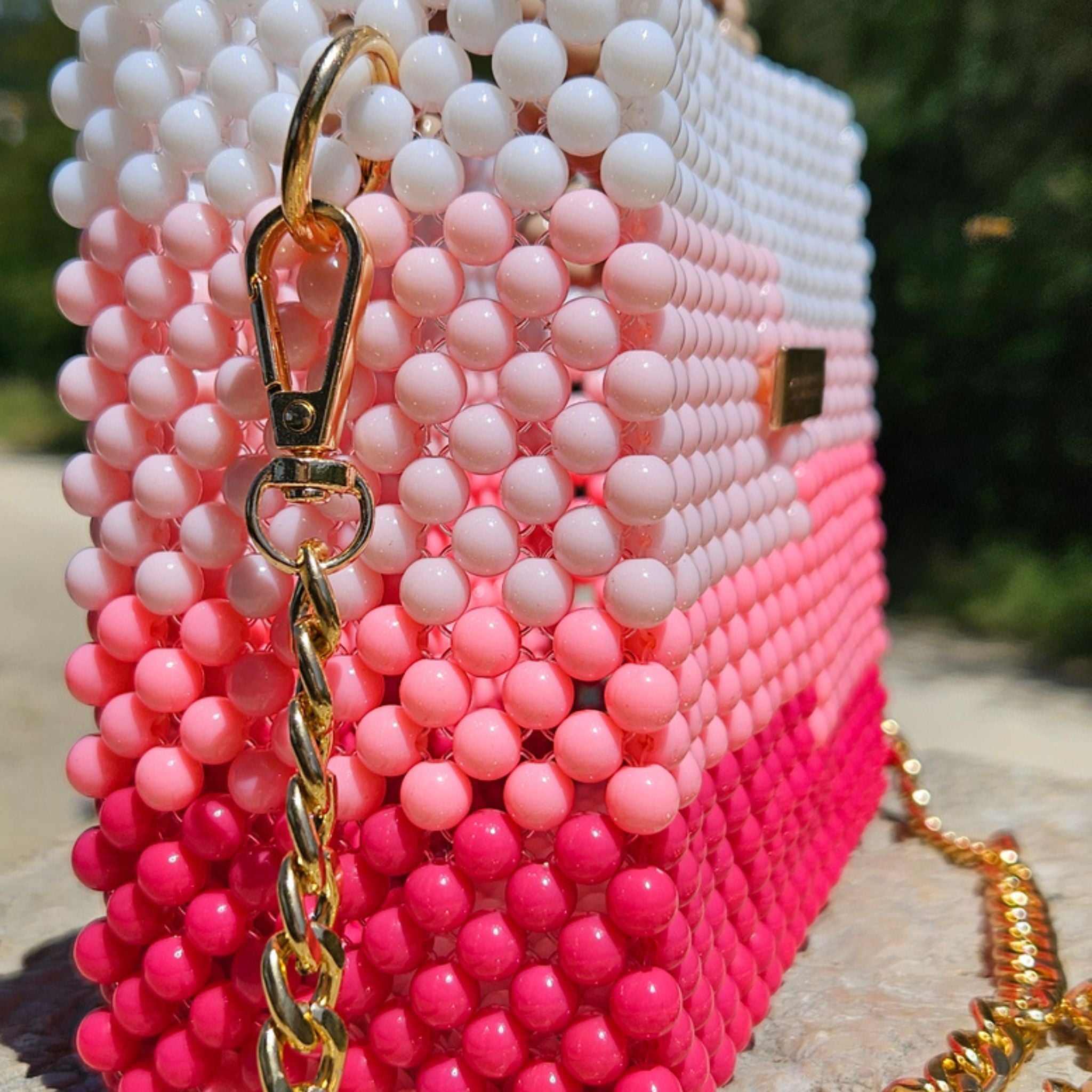 Claudia Pink – Handgefertigte Perlentasche in Pink