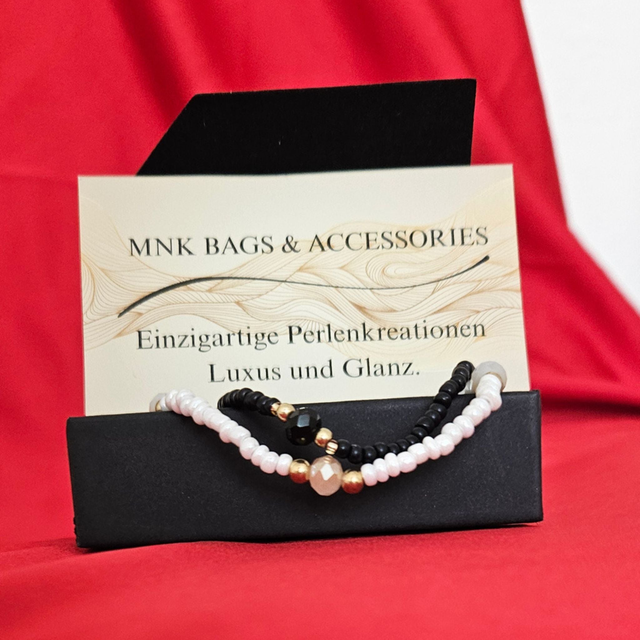 Elegantes Armband-Set „Black & White” – Handgefertigtes Unika