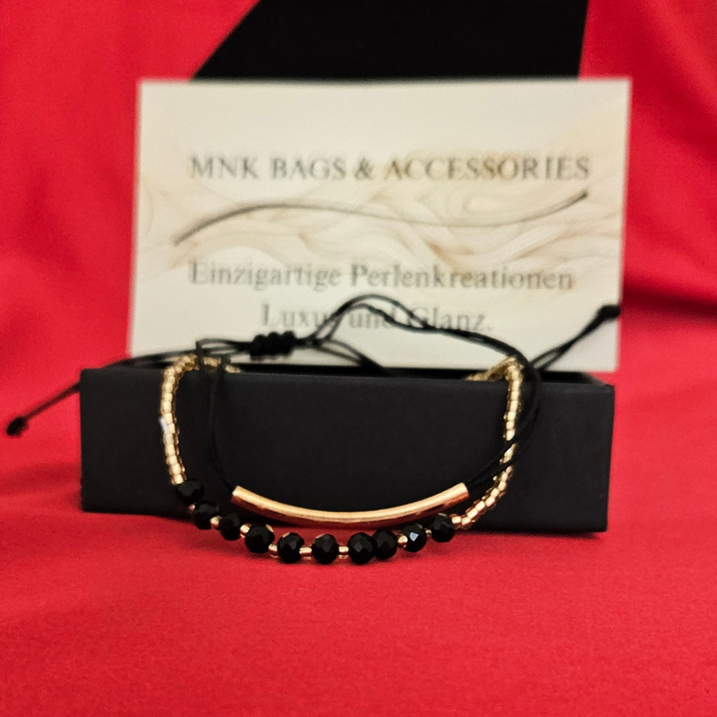 Black & Gold Elegance – Handgefertigtes Armband-Set Mnk Bags Accessories