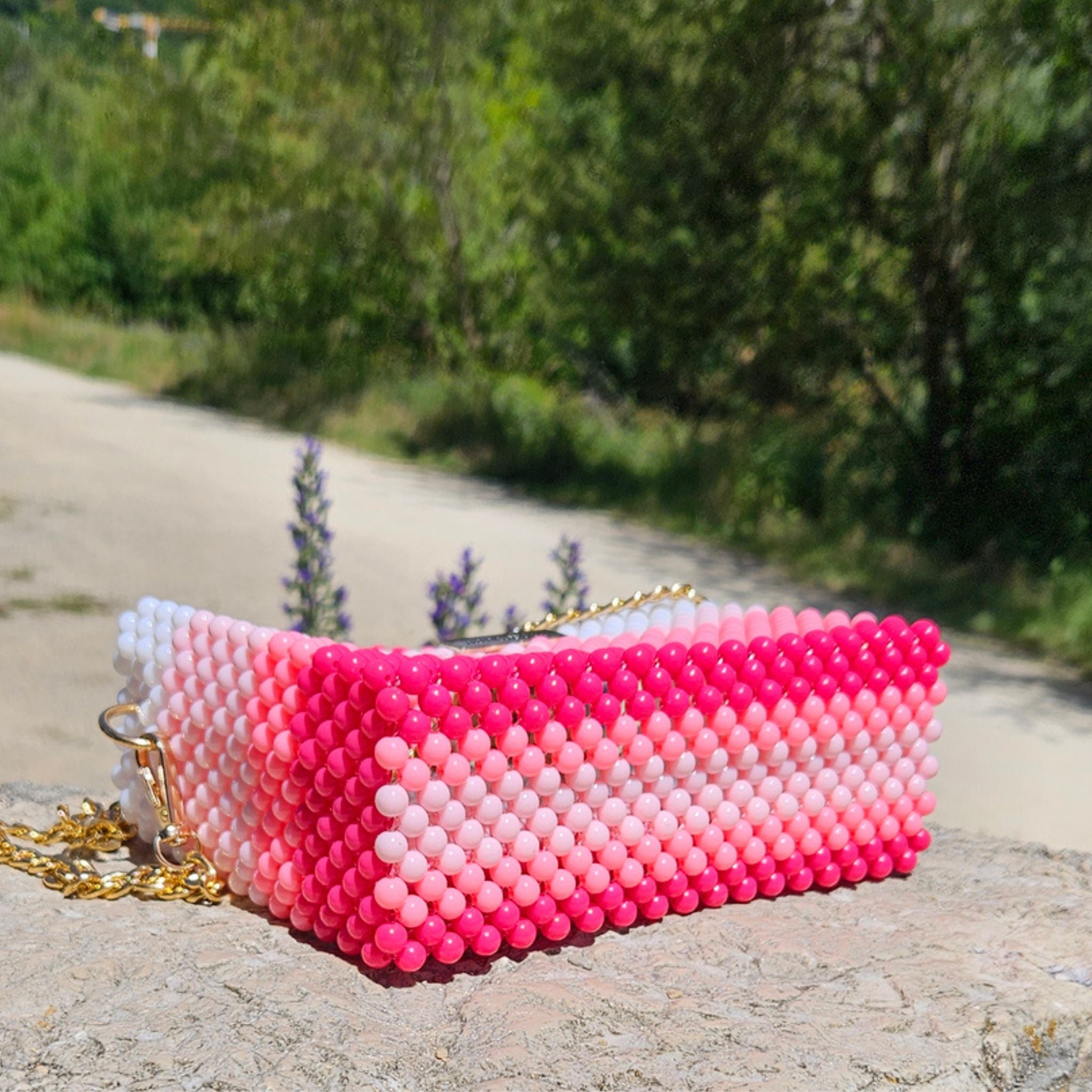 Claudia Pink – Handgefertigte Perlentasche in Pink
