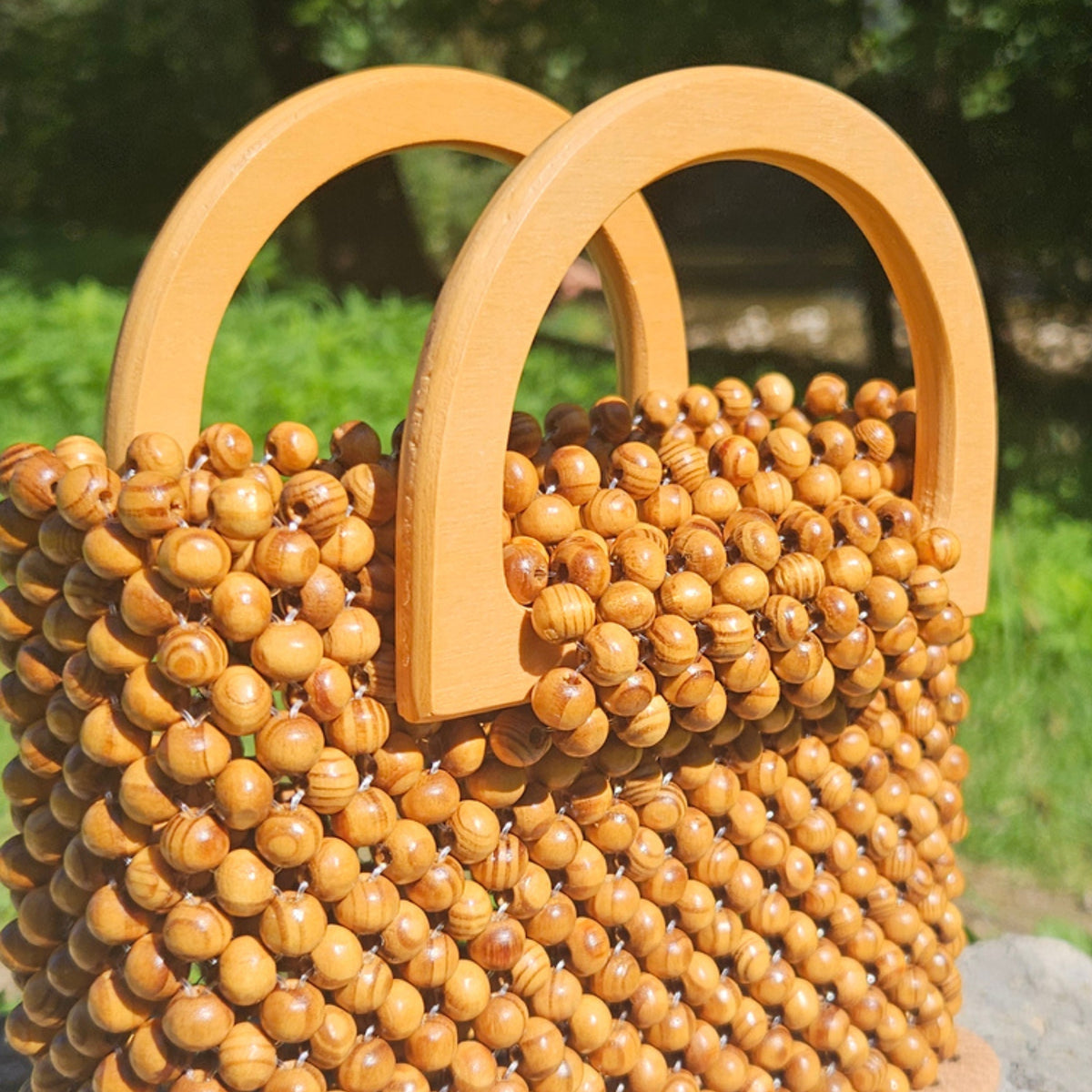 Handtasche aus Holzperlen - Unikat Mnk Bags Accessories