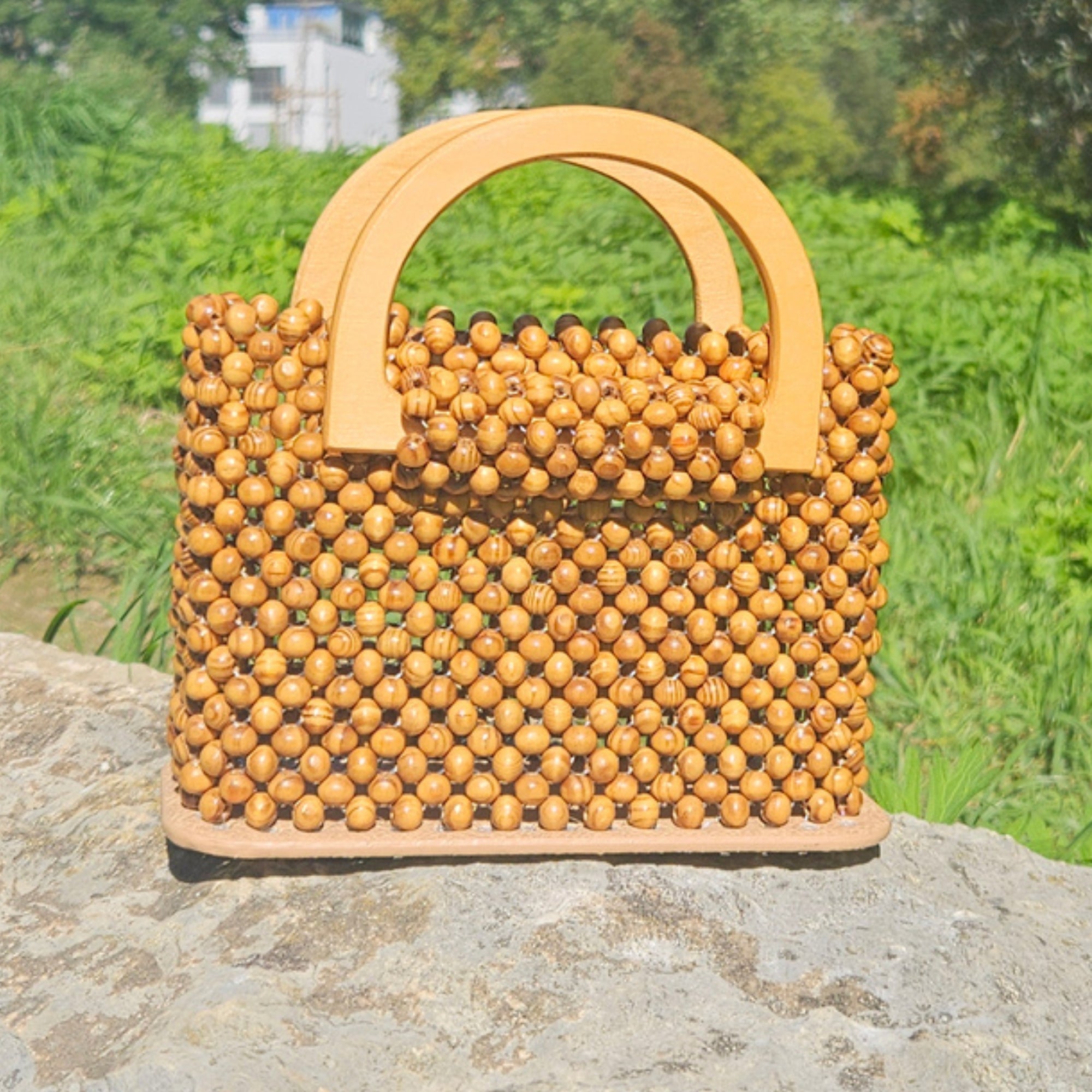 Handtasche aus Holzperlen - Unikat Mnk Bags Accessories