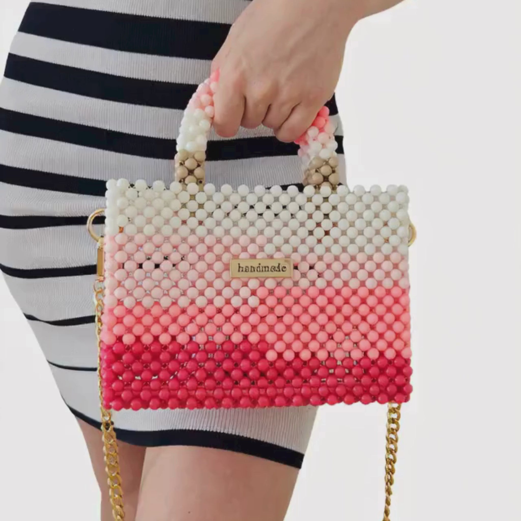 Claudia Pink – Handgefertigte Perlentasche in Pink